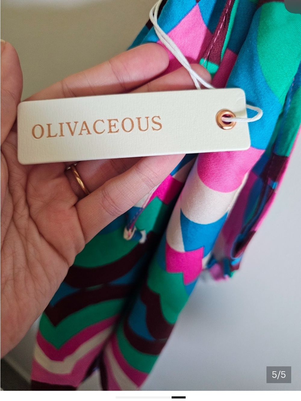 Olivaceous Multicolor Halter Wave-Print Top — Pink, Teal, Blue - Picture 3 of 3